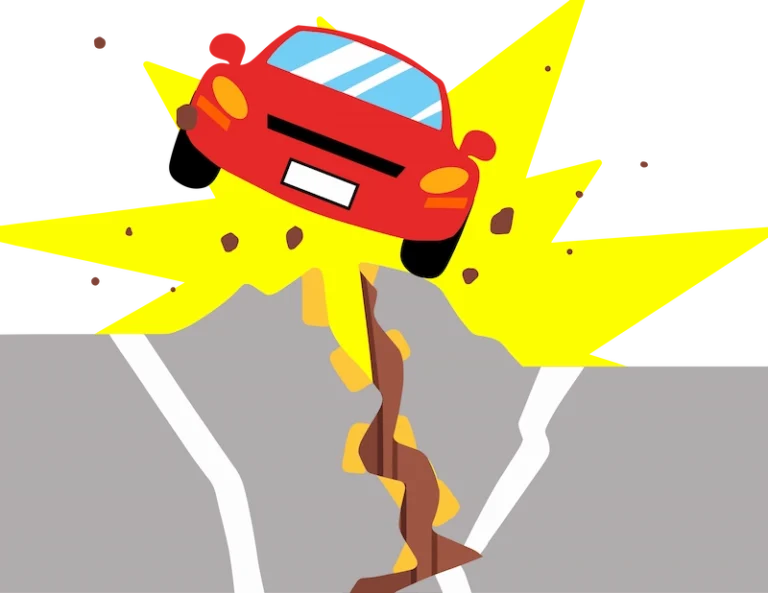 Ilustração mostrando acidente de carro